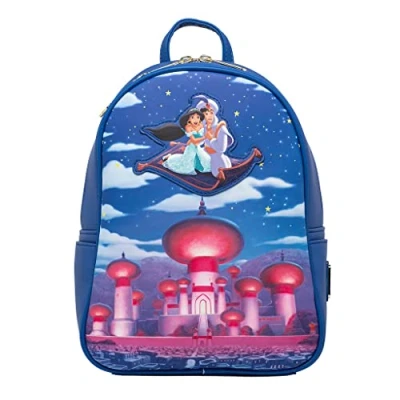 Abbildung von Loungefly Disney Glow in the Dark Aladdin and Jasmine Magic Carpet Ride Women&#039;s Double Strap Shoulder Bag Purse