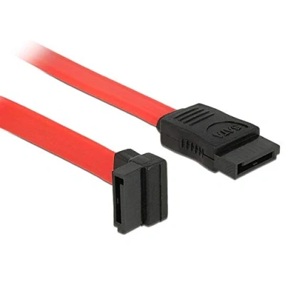 Abbildung von Delock SATA 3 GB/S Kabel gerade auf oben gewinkelt 22 cm rot