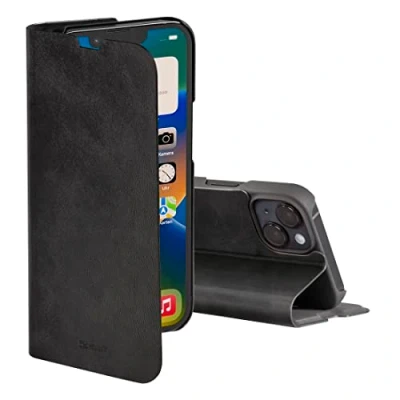 Abbildung von Hama Handytasche für Apple iPhone 14 „Guard Pro“ (Hülle mit Kartenfach, klappbare Kunstleder Handyhülle Magnetverschluss und Standfunktion) schwarz