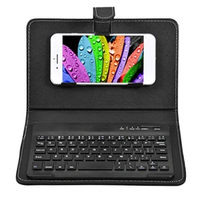 Abbildung von ciciglow Wireless Keyboard, Universal Portable Slim Bluetooth Keyboard Flip Case Cover mit Stand, Tastatur Hülle für iOS/Android Phones Windows, schwarz