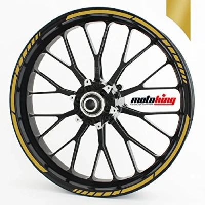 Abbildung von Felgenrandaufkleber GP im Design passend für 17 Zoll Felgen Motorrad, Auto &amp; mehr Gold matt