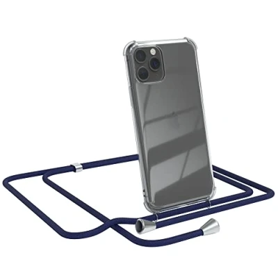 Abbildung von EAZY CASE Handykette kompatibel mit iPhone 11 Pro Handyhülle Umhängeband, Handykordel Schutzhülle, Silikonhülle, Hülle Band, Stylische Kette für Smartphone, Navy Blau