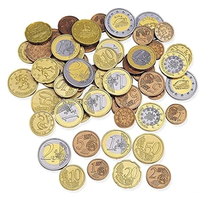 Abbildung von Learning Resources Spielgeldset Euro Münzen (Set mit 100 Stück), Kinder Spielgeld münzen, kaufladen Kasse, für kaufmannsladen einkaufsladen