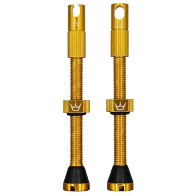 Abbildung von Peaty&#039;s X Chris King MK2 Tubeless Ventile Presta Integrierter Speichenschlüssel &amp; Ventileinsatz Entfernungskappen, MTB, Straßen und Schotterreifen, Einsatzkompatibel, 7075 Aluminium 60 mm, Gold