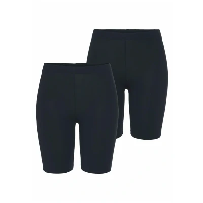Abbildung von Lascana 2 PACK Shorts, Damen, Größe: 32/34, Marine + schwarz