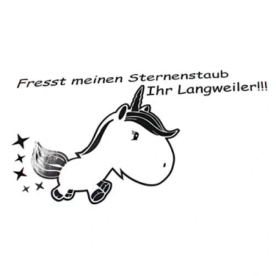 Abbildung von Finest Folia Einhorn Sternenstaub Aufkleber 13x11 cm Fun Sticker für Auto Dekor Unicorn Autoaufkleber (K074 Schwarz Glanz)