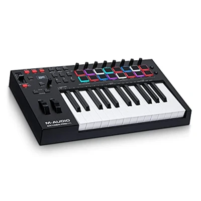 Abbildung von M Audio Oxygen Pro 25 Tasten USB MIDI Keyboard Controller mit Beat Pads, zuweisbaren Reglern &amp; und enthaltenem Softwarepaket