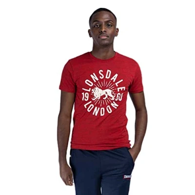 Abbildung von Lonsdale Warmwell Tshirt print, Herren, Größe: XL, Marl red/ecru