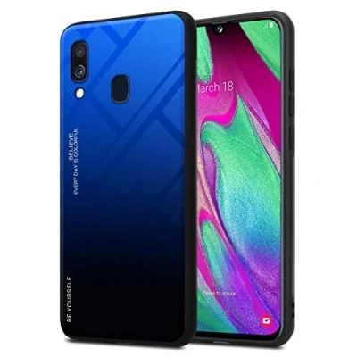 Abbildung von Cadorabo Hülle kompatibel mit Samsung Galaxy A40 Schutzhülle TPU Silikon Case Glas Slim Kratzfest Weiche Gummi Rundumschutz für in Schwarz