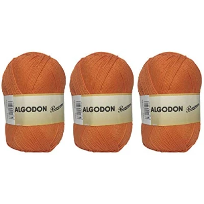 Abbildung von Hanselhome Garnknäuel aus Premium Baumwolle, 100 % perfekt zum Basteln und Handstricken, orange Farbe, g, ca. 220 Meter Packung mit 3 Stk