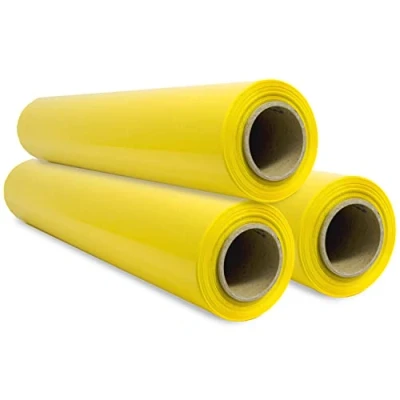 Abbildung von Stretch Verpackungsfolie, gelbe Kunststofffolie zum Verpacken, schützende Kunststoffrolle für Versand und Umzug, Rolle von 50 cm bis zu 400 m dehnbar Ofituria (3 Stück)