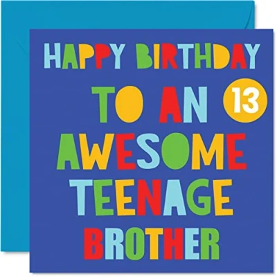 Abbildung von Lustige Geburtstagskarte zum 13. Geburtstag für den Bruder, Awesome Teenage Brother 13, von Schwester, Stiefbruder, 145 mm x