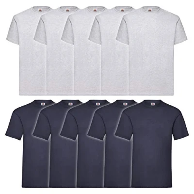 Abbildung von Fruit of the Loom Valueweight Herren T Shirt, kurzärmelig, 5 Stück, Grau/5 Marineblau, 5XL