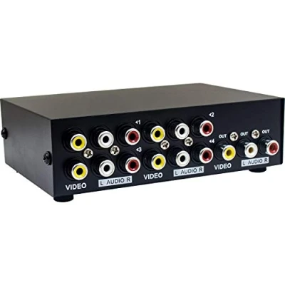 Abbildung von Duttek 4 Port AV Schalter Cinch Umschalter In 1 Out Composite Video L/R Audio Auswahlbox für DVD STB Spielkonsolen
