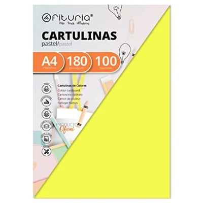 Abbildung von Pack 100 Cartulinas Color Amarillo Tamaño A4 180g
