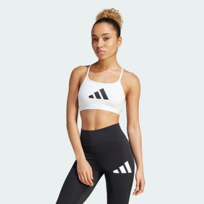 Abbildung von adidas Performance Aeroreact BIG LOGO Graphic BRA Sportbh mit leichter Stützkraft, Damen, Größe: Large, White