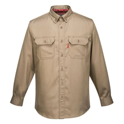 Abbildung von Portwest Bizflame 88/12 Hemd, Größe: 4XL, Farbe: Khaki, FR89KHR4XL
