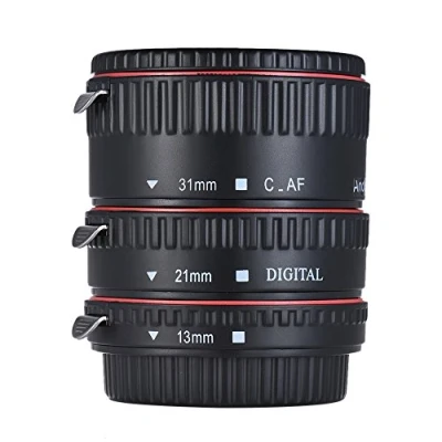 Abbildung von Andoer Macro autofokus Adapter Set 3 teilig 13mm 21mm 31mm für Canon EF/EF S Objektive Kameragehuse und Objektiv von 35mm SLR Kompatibel