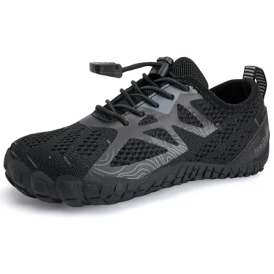 Abbildung von IceUnicorn Barfußschuhe Kinder Badeschuhe Junge Mädchen Barfussschuhe Aquaschuhe Atmungsaktiv Traillaufschuhe (Schwarz,25EU)