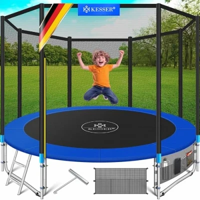 Abbildung von KESSER® Trampolin Outdoor Ø 305cm Komplettset mit Sicherheitsnetz, Leiter, Randabdeckung &amp; Zubehör Kindertrampolin Gartentrampolin Belastbarkeit 150 kg