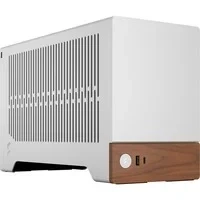 Abbildung von Fractal Design Terra Silver Wood Walnut Front Panel Small Form Factor mITX Gaming case PCIe 4.0 Riser Cable USB Type C Anodized Aluminum Panels