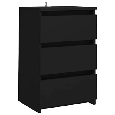 Abbildung von vidaXL Nachttisch mit 3 Schubladen Nachtschrank Nachtkonsole Nachtkommode Schlafzimmer Schrank Kommode Schwarz 40x35x62,5cm Holzwerkstoff