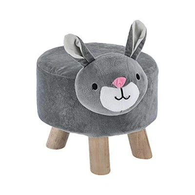 Abbildung von Cepewa Kinderhocker mit Tiermotiv Hund Schaf Esel Koala Hose Elefant Plüschsitz für Kinderzimmer (1 x Sitzhocker Hase)