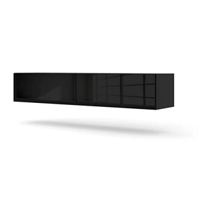 Abbildung von BIM Furniture Lowboard TV Schrank Bingo 160 cm Hängend Fernsehschrank Sideboard HiFi Tisch Schwarz Matt/Schwarz Glanz
