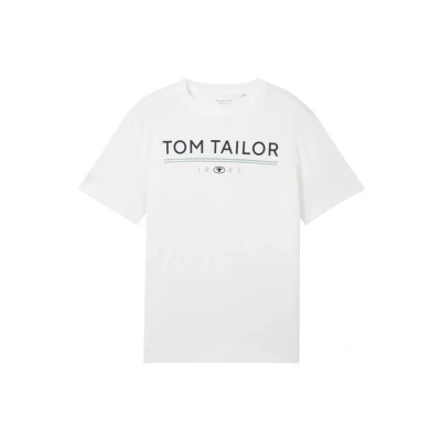 Abbildung von TOM TAILOR Herren Basic T Shirt mit Logo Print, 20000 White, XXL