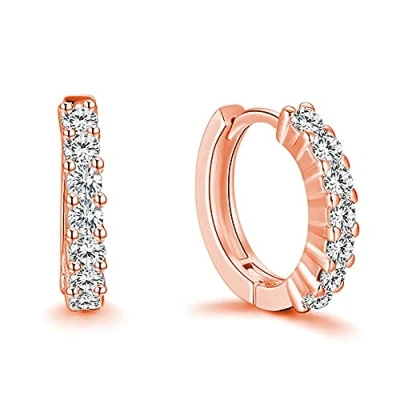 Abbildung von Lisandra Scott Paar Creolen Ohrringe geriffelt aus 925 Sterling Silber mit Zirkonia für Damen