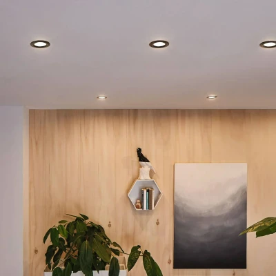 Abbildung von Paulmann 93081 Nova Plus LED Einbauleuchte inkl. Coin Basisset starr IP44 rund 78mm 3x6W 230V dimmbar 2700K Schwarz matt Spot Einbaustrahler