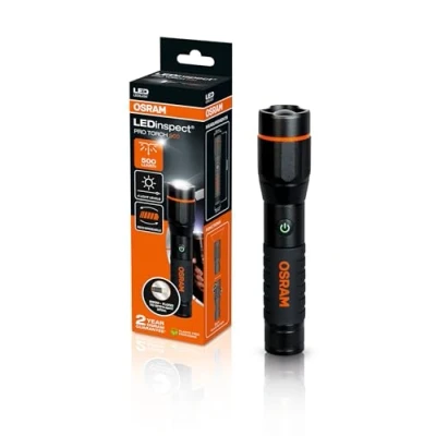 Abbildung von OSRAM LEDinspect PRO TORCH 500, wiederaufladbare LED Inspektionsleuchte, Zoomfunktion, 500 lm Helligkeit, 6000 K, 4 Leuchtmodi