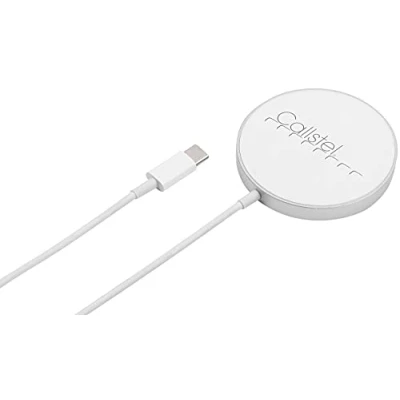 Abbildung von Callstel Qi Ladegerät: Schnell Ladestation, kompatibel mit &amp; MagSafe Technologie, 5 15 W (Qi Lader, Ladepad, Magnet Ladekabel)