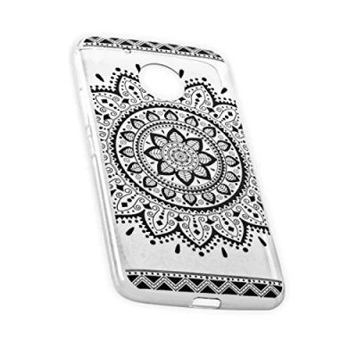 Abbildung von Markenlos Ultra Slim Silikon TPU Handy Hülle kompatibel mit Sony Xperia XA1 Plus Cover Case Schutzhülle Bumper Transparent Tribal Tattoo Design