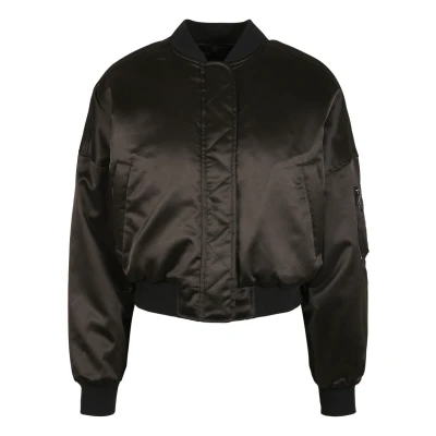 Abbildung von Urban Classics Ladies Short Oversized Satin Bomber Jacket Bomberjacke, Damen, Größe: 4XL, Black