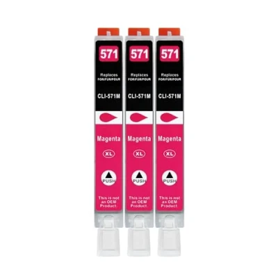 Abbildung von 3 XXL Druckerpatronen kompatibel zu CLI 571 M Magenta für Canon PIXMA MG5750 MG5751 MG5752 MG5753 MG6850 MG6853 MG7750 MG7753 TS5050 TS5053 TS5055 TS6050 TS6052 TS8050 TS8053 TS9050 TS9055