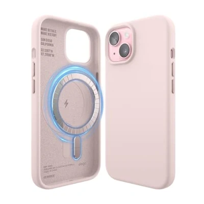 Abbildung von elago Magnetische Silikonhülle Kompatibel mit iPhone 15 Hülle, MagSafe Alles Zubehör, Integrierte Magnete, Premium Silikon, Ganzkörper Schutzhülle [5 Lagige Struktur] (Lovely Rosa)