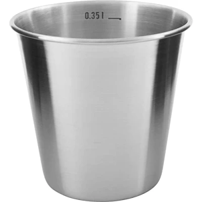Abbildung von Tatonka Edelstahl Becher Mug 350ml Einwandiger Trinkbecher mit 0,35l Volumen und Volumenskalierung Lebensmittelecht, unzerbrechlich, schadstofffrei Ø 9,5 x 9 cm