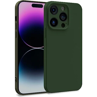 Abbildung von MyGadget Hülle kompatibel mit iPhone 14 Pro Zweilagige Handyhülle Kameraschutz Cover Innenfutter &amp; Silikon außen Olive Grün