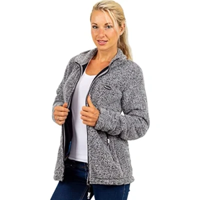 Abbildung von Reichstadt Fleecejacke Kuschelige Flauschige Jacke 22RSW002 Granit 4XL mit Stehkragen und langen Ärmeln