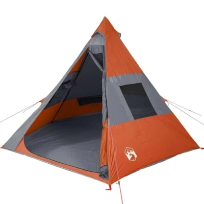 Abbildung von vidaXL Tipi Zelt Campingzelt 7 Personen Grau und Orange Wasserdicht, (1 tlg)