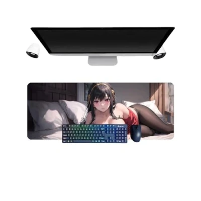 Abbildung von PUrar Japanisches Anime Spy Yor Forger XL Multifunktions Gaming Mauspad, 800 x 300 mm, Tastatur, wasserdicht und Basis aus rutschfestem Gummi, strukturierte Oberfläche