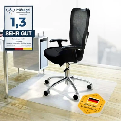 Abbildung von Floordirekt Bodenschutzmatte Kratzfest, rutschfest, Milchweiß Bodenmatte, Bodenschutz, Bürostuhlunterlage, Unterlegmatte, Schutzmatte für Laminat, Parkett, Hartböden (90 x 90 cm)
