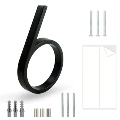 Abbildung von HASWARE 5 Zoll (12cm) Schwebende Hausnummer: Moderne Türnummern Beschilderung für Straßenpost (Verbessertes Schwarz, 6)