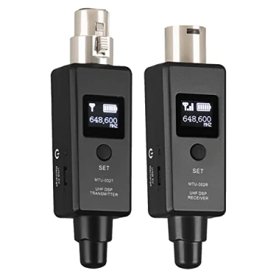 Abbildung von Kabelloser Mikrofonsender und empfänger, wiederaufladbares Mikrofon, kabelloses System, Adapter für dynamisches Audiomischer, PA Kamera
