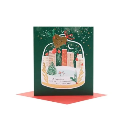 Abbildung von UK Greetings Weihnachtskarte für Sie beide, Motiv: Eislaufbahn der Stadt