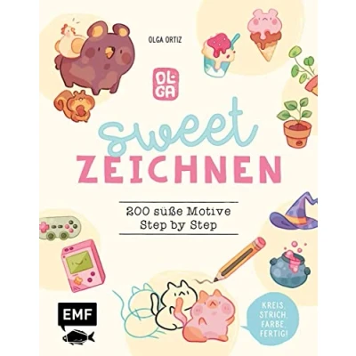Abbildung von Sweet zeichnen 200 süße Motive von Instagram Artist olguioo: Kreis, Strich, Farbe, fertig! Alle Step by