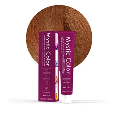 Abbildung von Mystic Color Permanente Cremefärbung mit Arganöl und Ringelblume Langanhaltendes Haarfarbe Goldenes Kupferblondes Haarfärbemittel Permanent 7.43 100ml