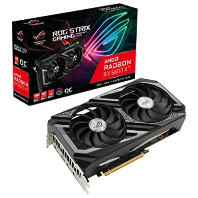 Abbildung von ASUS ROG STRIX AMD Radeon RX 6600XT OC Gaming Grafikkarte (8GB GDDR6, PCIe 4.0, Aura Sync, HDMI 2.1, DisplayPort 1.4a, RX6600XT O8G GAMING) Schwarz