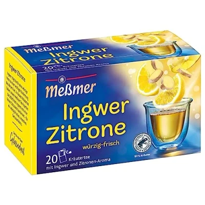 Abbildung von Meßmer Ingwer Zitrone 20 Teebeutel Vegan Glutenfrei Laktosefrei